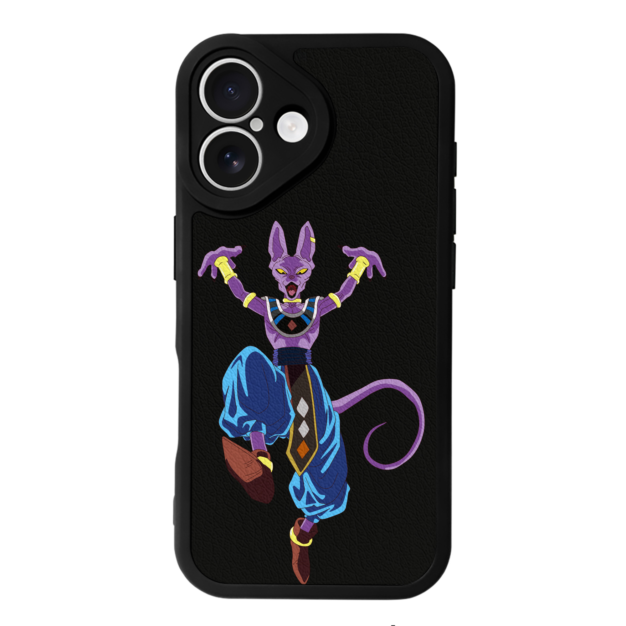 （画像用） ドラゴンボール ビルス 破壊神ビルス DRAGON BALL Beerus Birusu 【iPhone 16シリーズ対応】シリコンスマホケース（レザー調） 材質：シリコン